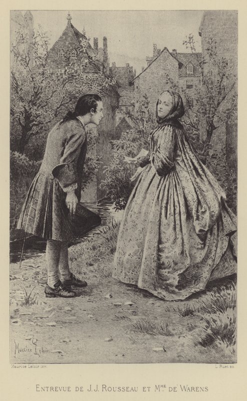 Ontmoeting van Jean-Jacques Rousseau en Madame de Warens door Maurice Leloir