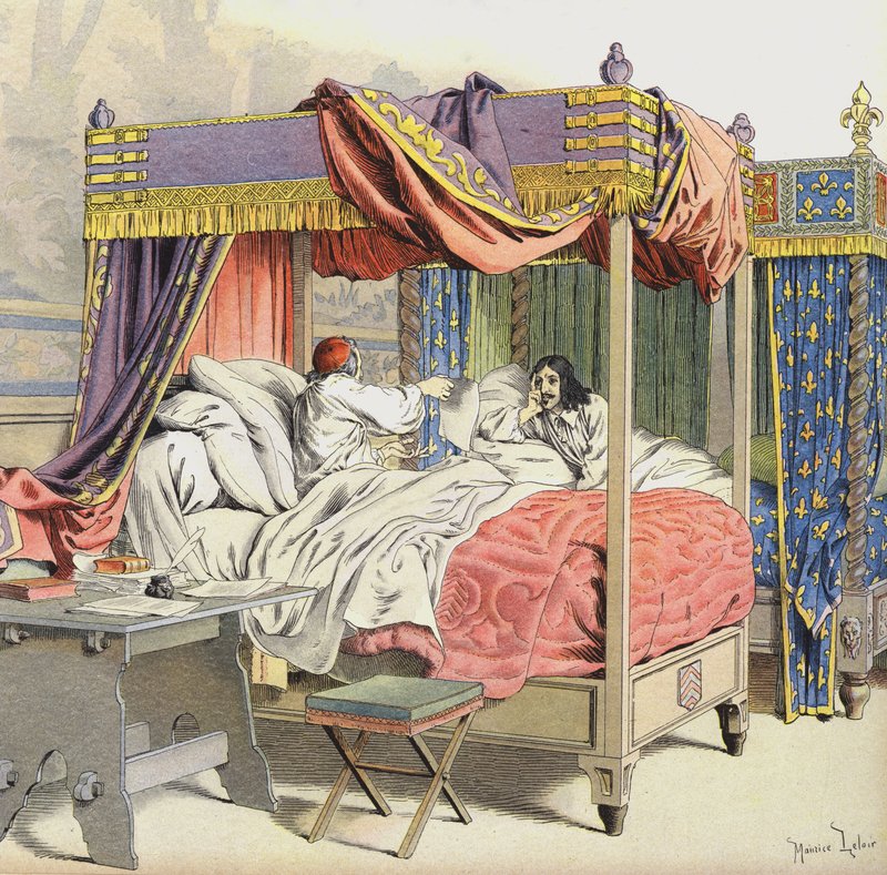 Richelieu en koning Lodewijk XIII in aangrenzende bedden ten tijde van de samenzwering van Cinq-Mars door Maurice Leloir