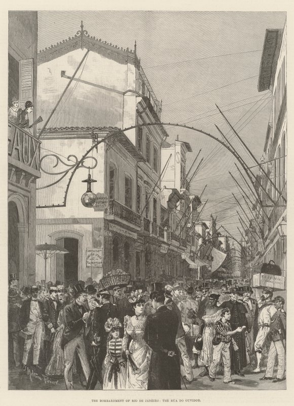 Het Bombardement van Rio de Janeiro, de Rua do Ouvidor door Melton Prior