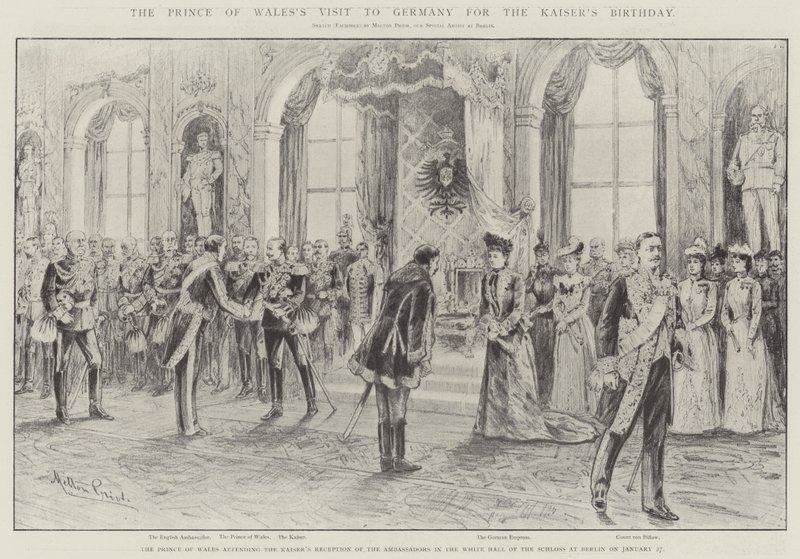 Het bezoek van de Prins van Wales aan Duitsland voor de verjaardag van de Kaiser door Melton Prior