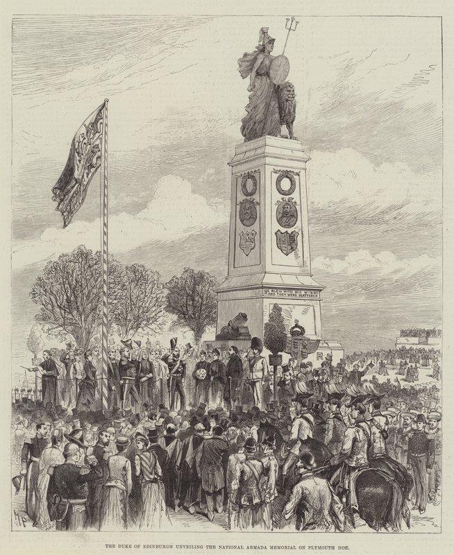 De hertog van Edinburgh onthult het Nationale Armada-monument op Plymouth Hoe door Melton Prior