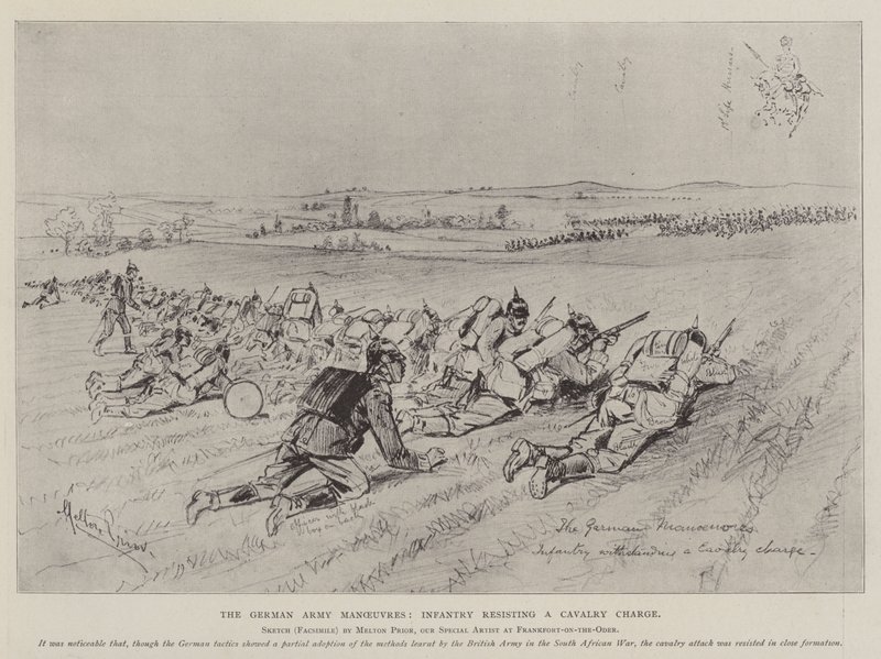 De Duitse Leger Manoeuvres, Infanterie die een Cavalerieaanval Weerstaat door Melton Prior