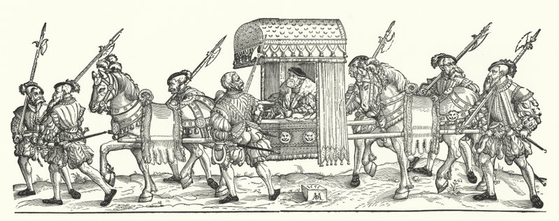 Een Duitse keurvorst die per draagstoel reist door Michael Ostendorfer