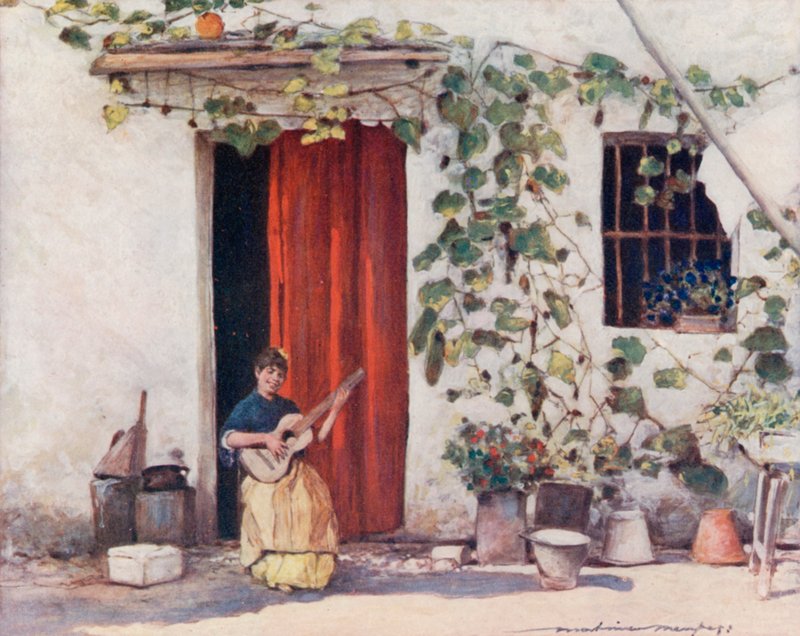 Een Binnenplaats, Sevilla door Mortimer Ludington Menpes