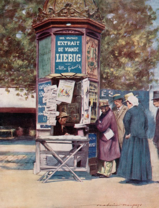 Een kiosk, Parijs door Mortimer Ludington Menpes