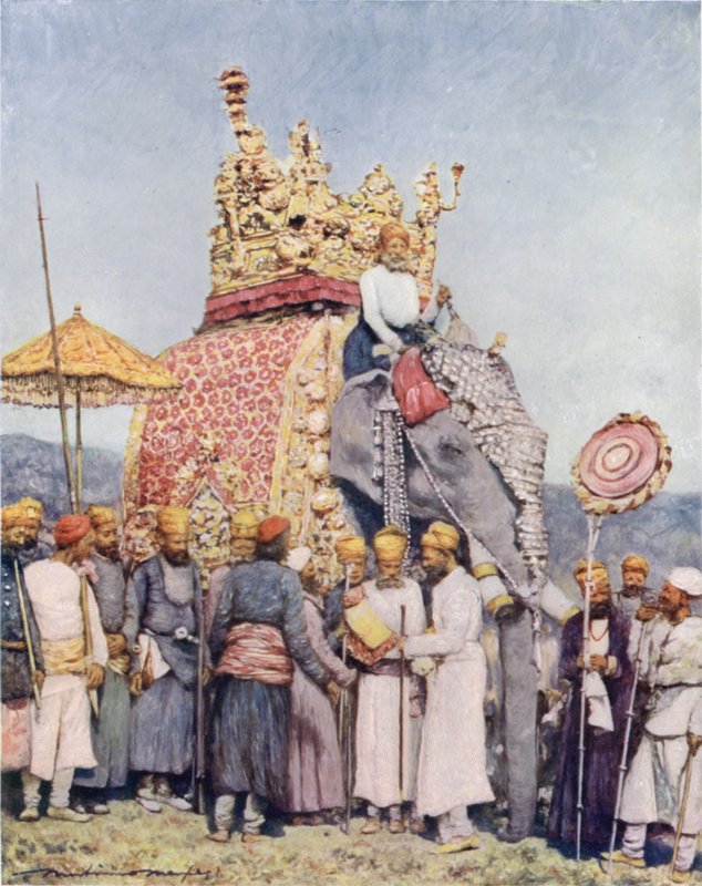 Een Olifant en Dienaren uit Bikanir door Mortimer Ludington Menpes