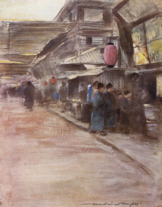 Abrikozenbloesemstraat door Mortimer Ludington Menpes