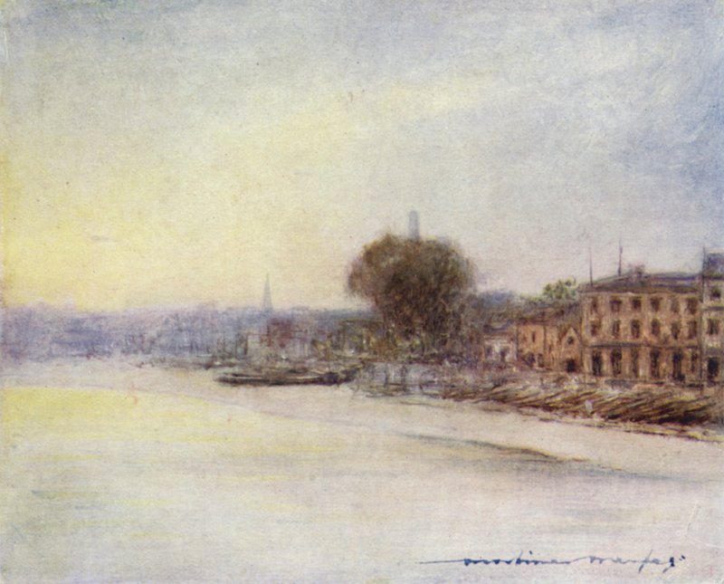 Voorbij Hammersmith Bridge door Mortimer Ludington Menpes