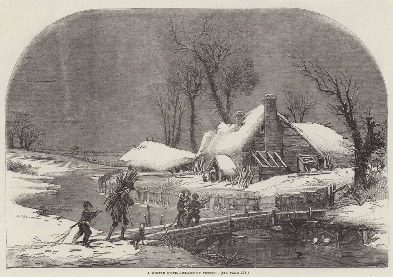 Een winters tafereel door Myles Birket Foster