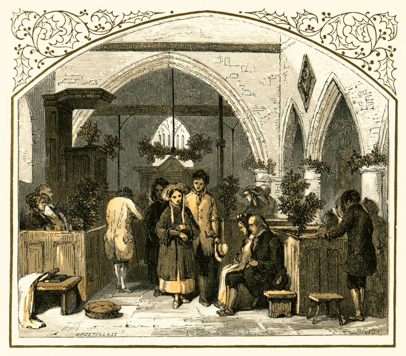 Kerkversiering met Kerstmis door Myles Birket Foster