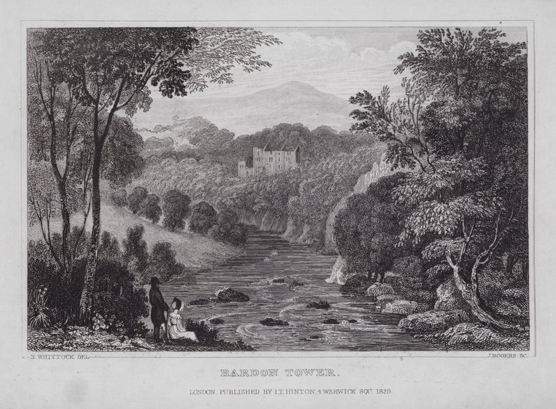Bardon Tower (gravure) door Nathaniel (after) Whittock