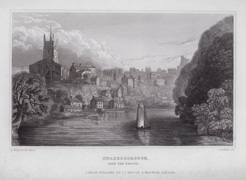 Knaresborough, vanaf de Brug door Nathaniel (after) Whittock