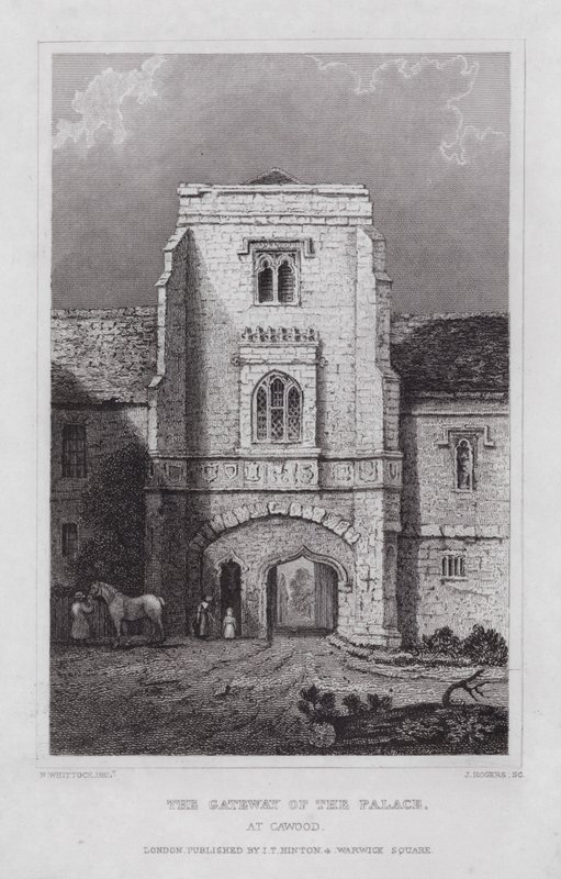 De poort van het paleis, in Cawood door Nathaniel (after) Whittock