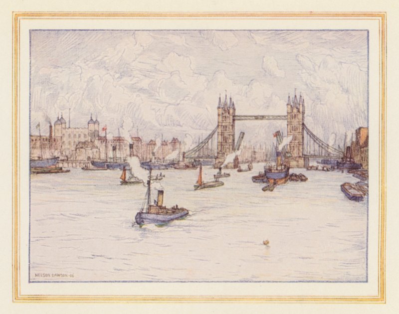 De Toren en de Tower Bridge door Nelson Dawson