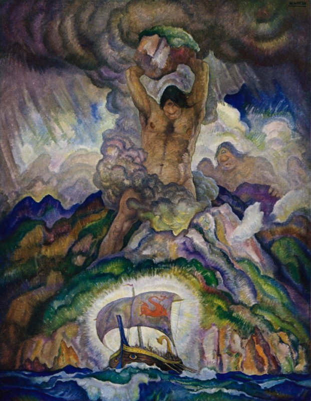 Odyssee: Polyphemus, de Cycloop door Newell Convers Wyeth