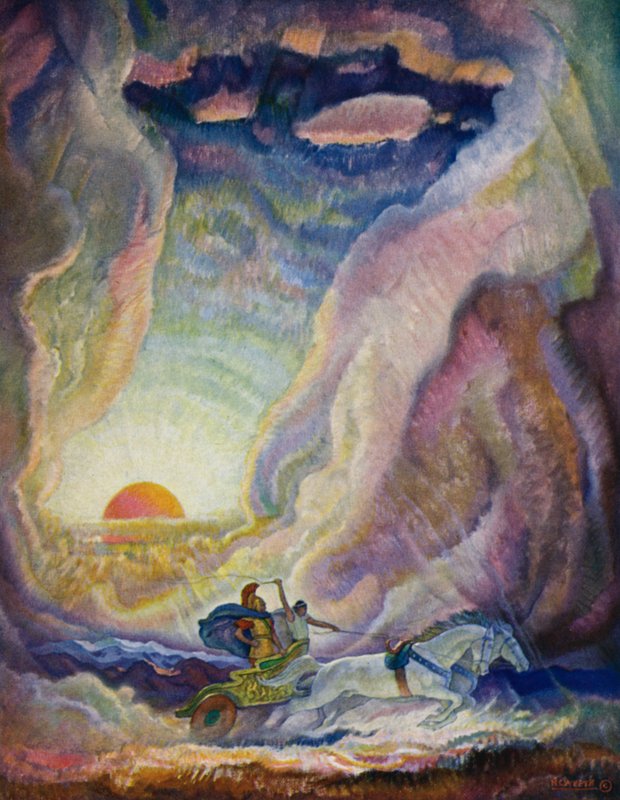 Odyssee: Telemachus in de wagen van Nestor door Newell Convers Wyeth