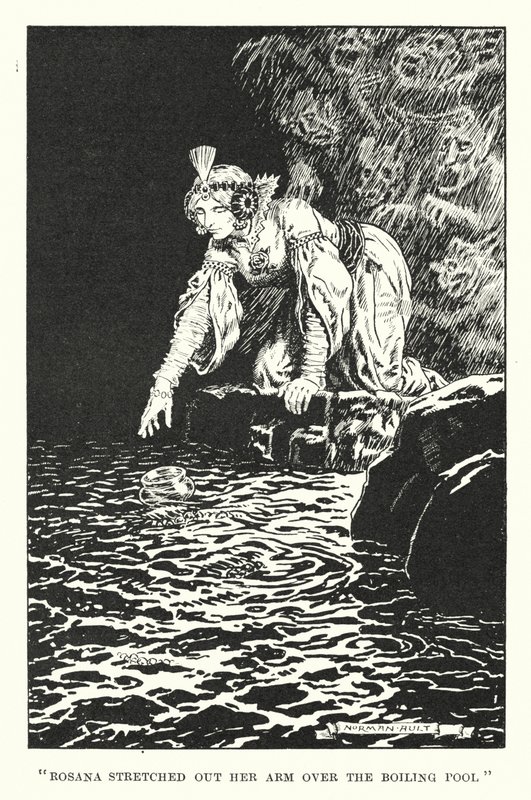 "Rosana strekte haar arm uit over de Kokende Poel" (litho) door Norman Ault