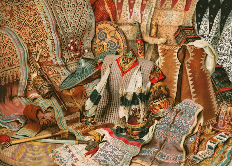 Indonesische cultuur: stoffen en wapens van de Maleiers door North American