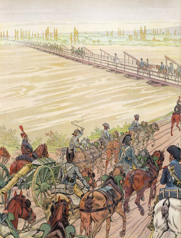 Napoleon steekt de Rijn over, 1 oktober 1805 door Onfray de Breville Job