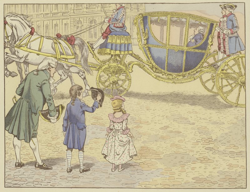 Door zijn vader naar Versailles gebracht in 1779, zag hij voor het eerst een koning, Lodewijk XVI, die hij later zou opvolgen door Onfray de Breville Job