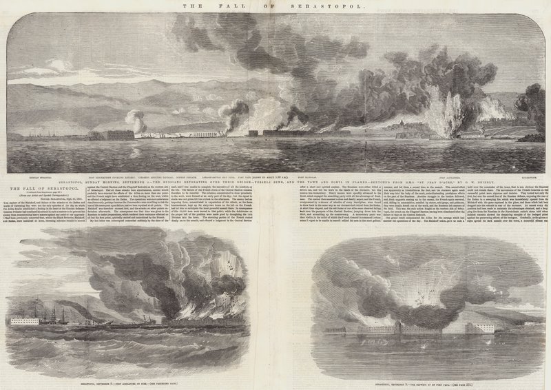 De val van Sebastopol door Oswald Walters Brierly