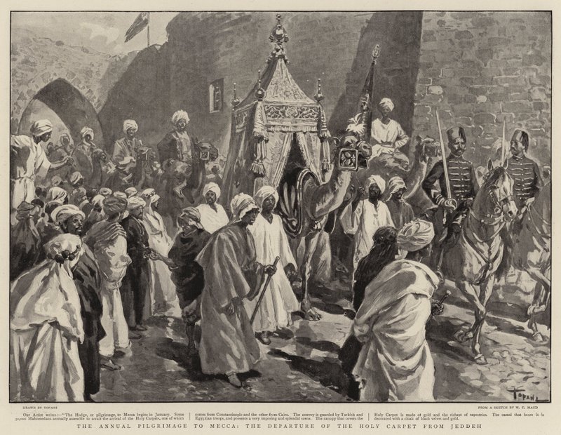 De jaarlijkse pelgrimstocht naar Mekka, het vertrek van het heilige tapijt uit Jeddeh door Oswaldo Tofani