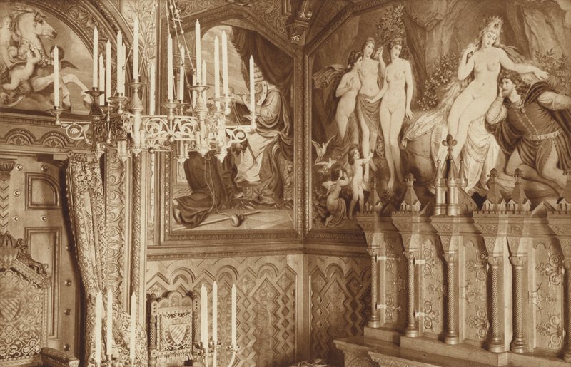 Beiers koningskasteel Neuschwanstein, studeerkamer, afbeeldingen van de Tannhäuser-legende door Otto Ballerstedt