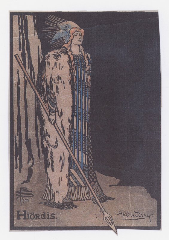 Ellen Terry als Hiordis in Ibsens De Vikingen door Pamela Colman Smith