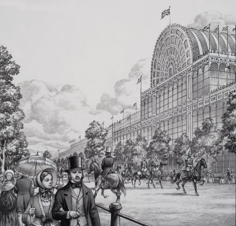 Crystal Palace (gouache op papier) door Pat (1907-95) Nicolle