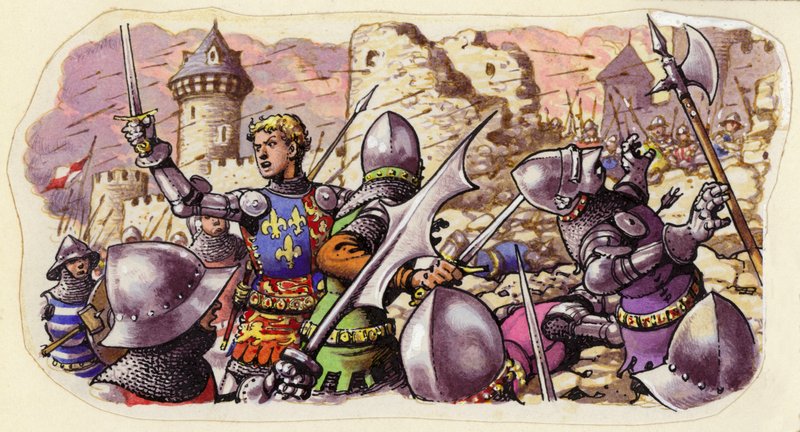 Harfleur belegerd door koning Hendrik V (gouache op papier) door Pat (1907-95) Nicolle