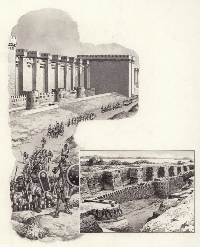Het fort van Buhen (gouache op papier) door Pat (1907-95) Nicolle