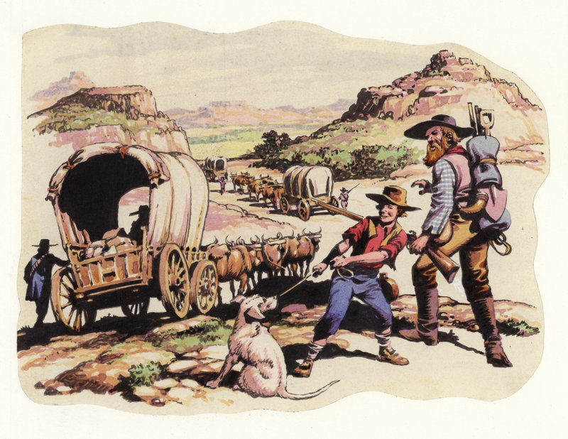 De Grote Trek van 1835-1837 (gouache op papier) door Pat (1907-95) Nicolle