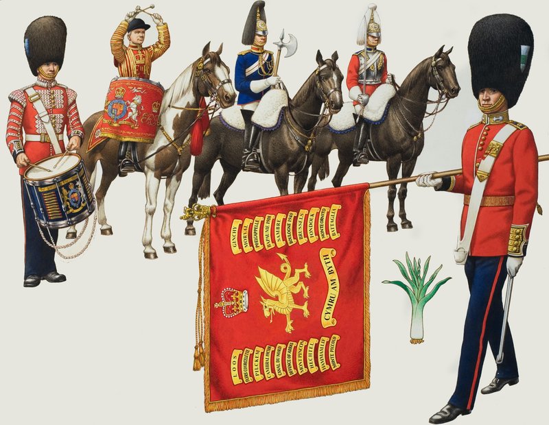 Regimenten van Wales (gouache op papier) door Pat (1907-95) Nicolle