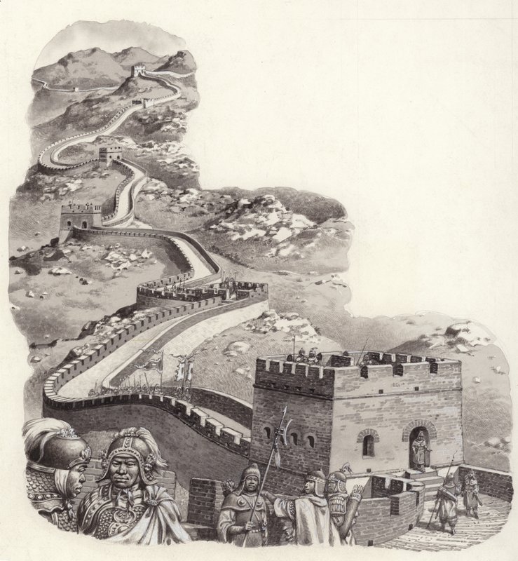 De Chinese Muur (gouache op papier) door Pat (1907-95) Nicolle