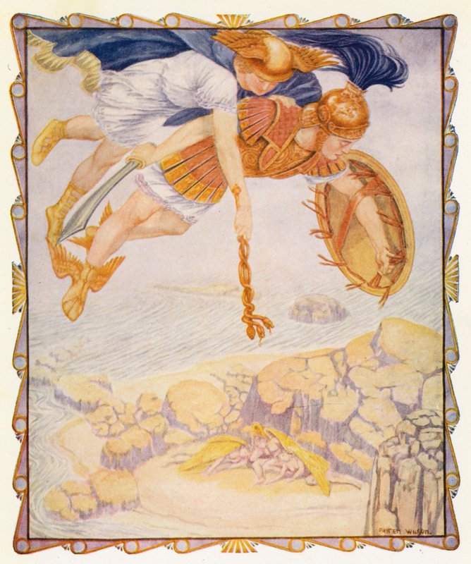 Perseus ziet de Gorgonen door Patten (after) Wilson