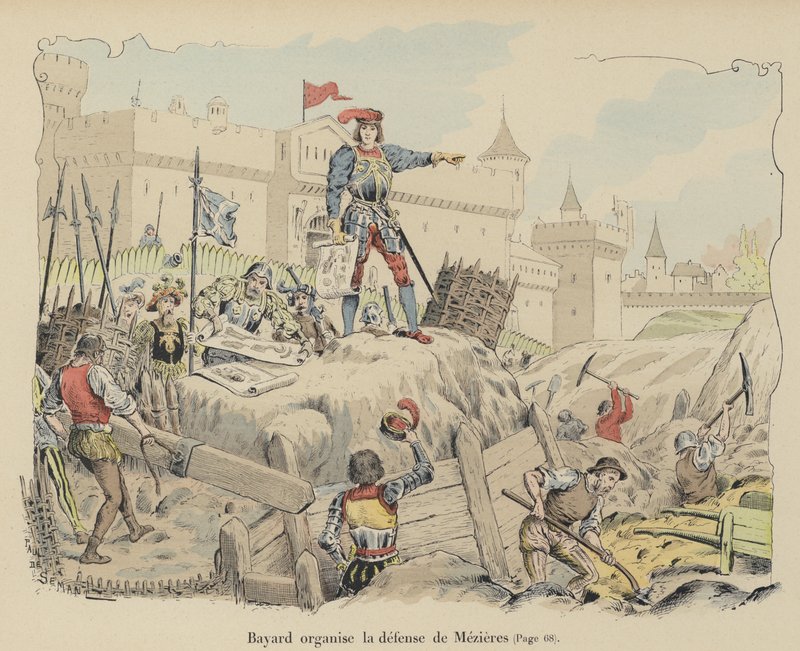 De Chevalier de Bayard organiseert de Franse verdediging bij het Beleg van Mezieres, Frankrijk, 1521 door Paul de Semant