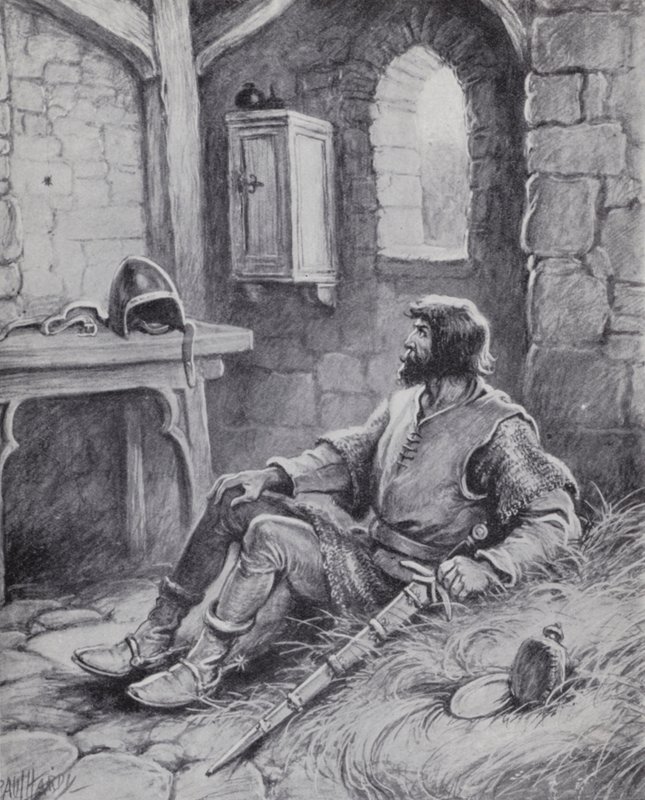Robert the Bruce met de spin die hem inspireerde om opnieuw te proberen de Engelsen te verslaan (litho) door Paul (after) Hardy