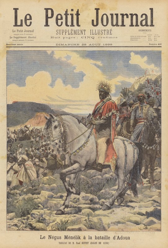 De Negus Menelik bij de slag van Adwa door Paul Buffet