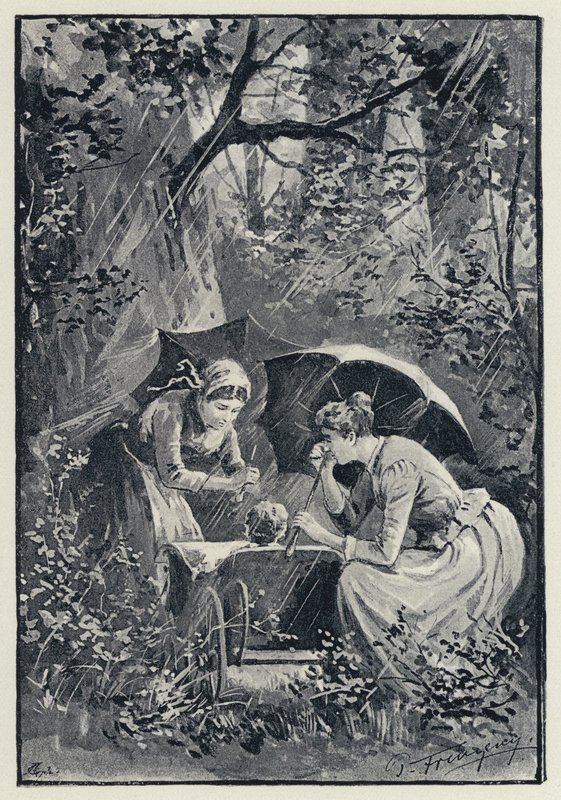 Illustratie voor Anna Karenina: De storm in het Kolok-bos door Paul Frenzeny