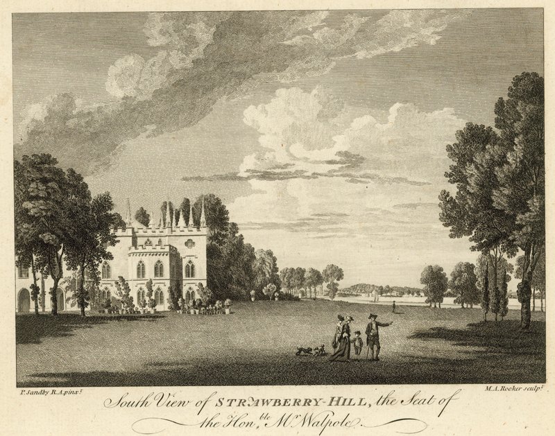 Zuidelijk uitzicht op Strawberry Hill, Twickenham, Londen, de zetel van de Eerwaarde Horace Walpole door Paul Sandby