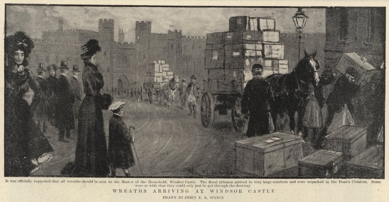 Kransen arriveren bij Windsor Castle door Percy F.S. Spence