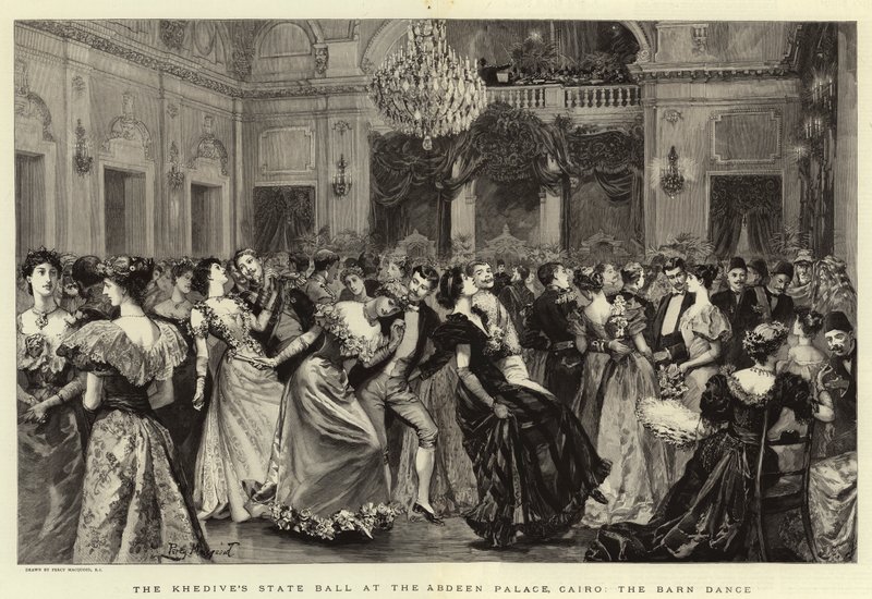 Het Staatsbal van de Khedive in het Abdeen Paleis, Caïro, de Barn Dance door Percy Macquoid