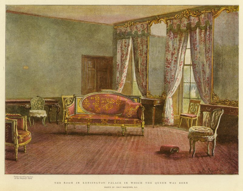De kamer in Kensington Palace waar de koningin werd geboren door Percy Macquoid