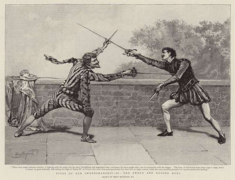 Typen van oude schermkunst II, het zwaard- en dolkduel door Percy Macquoid