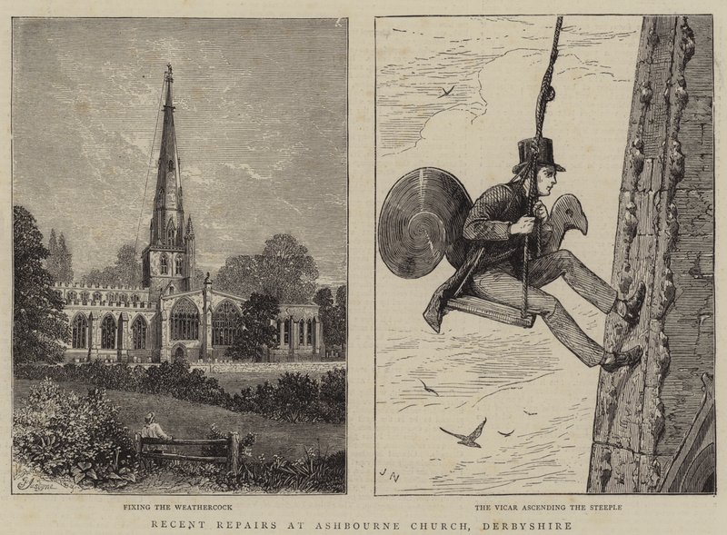 Recente Reparaties aan Ashbourne Kerk, Derbyshire door Percy William Justyne