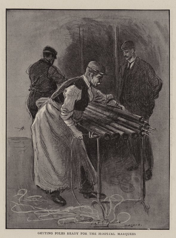 Palen klaarmaken voor de Ziekenhuistenten door Percy F.S. Spence