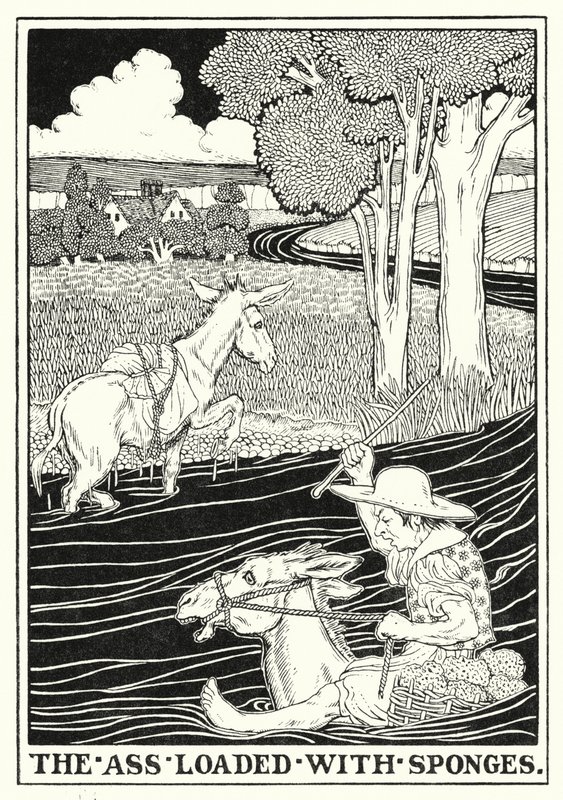 Fabels van La Fontaine: De ezel beladen met sponzen door Percy James Billinghurst