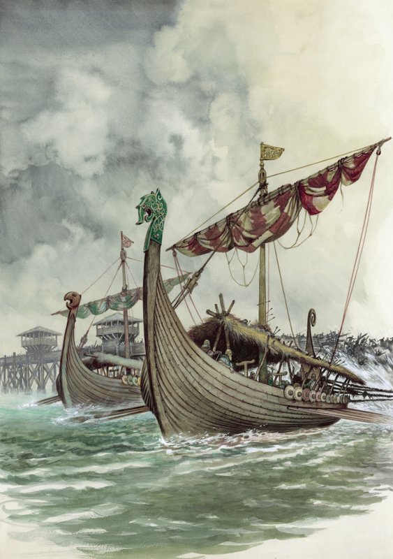 London Bridge wordt afgebroken tijdens de Vikingaanval geleid door Olaf de Noorman in 1014 door Peter Jackson