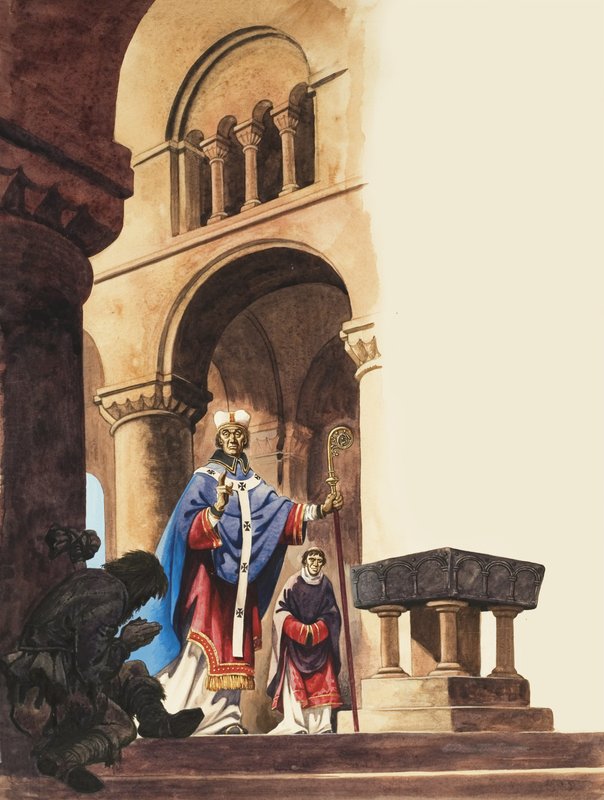 Een scène in een Normandische kathedraal door Peter Jackson