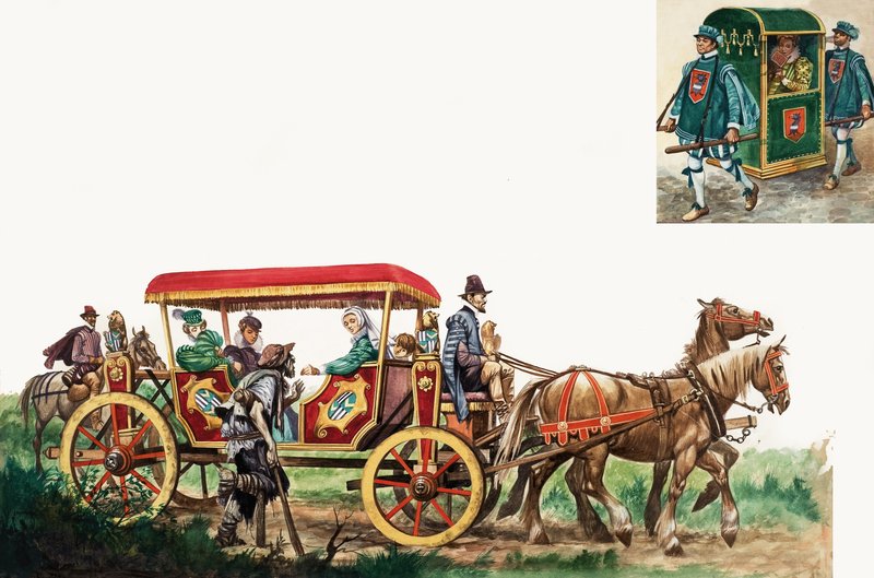 Openbaar vervoer: paard, koets en draagstoel door Peter Jackson
